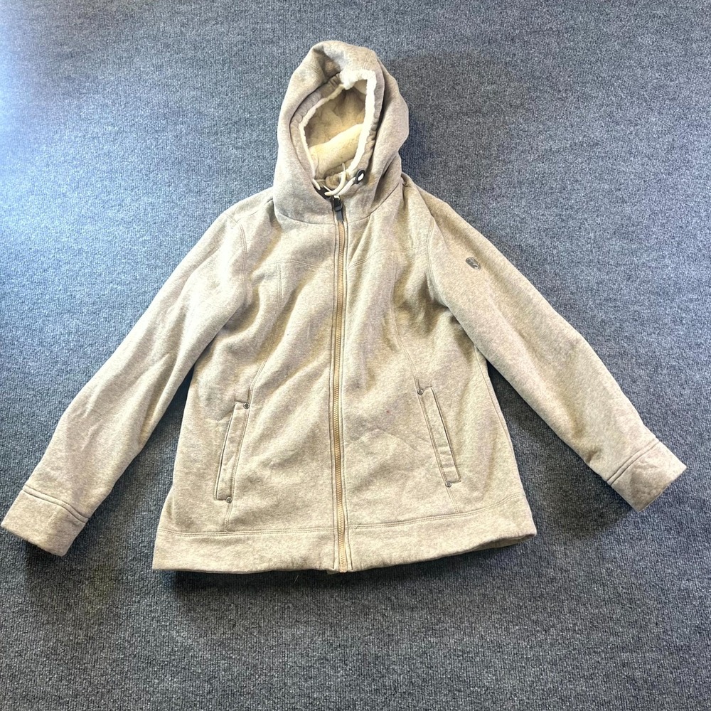 1 Madison Expedition Jacket Women's L Beige Cotton Full-Zip Hooded Travel Hiking